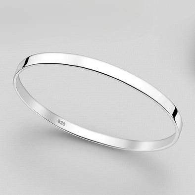 Joolz Co. Classic Silver Flat Bangle <br>925 Sterling Silver <br>5mm width