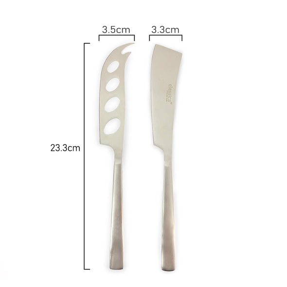 Measurements of St Clare Nordic Quality Stainless Steel silver Satin matte finish 2 cheese knives set