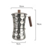 Measurement of Coffee Culture silver diamond stove top Stainless Steel coffee maker with Acacia wood handle 6 cup 300ml 