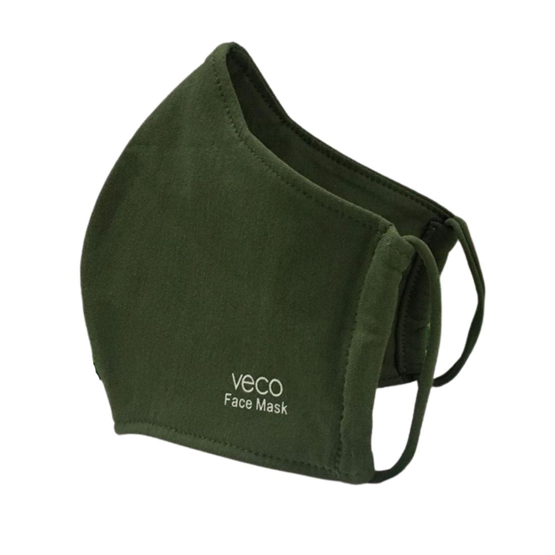 Washable Face Mask 3 layer Antimicrobial cloth fabric Green Kakkadu