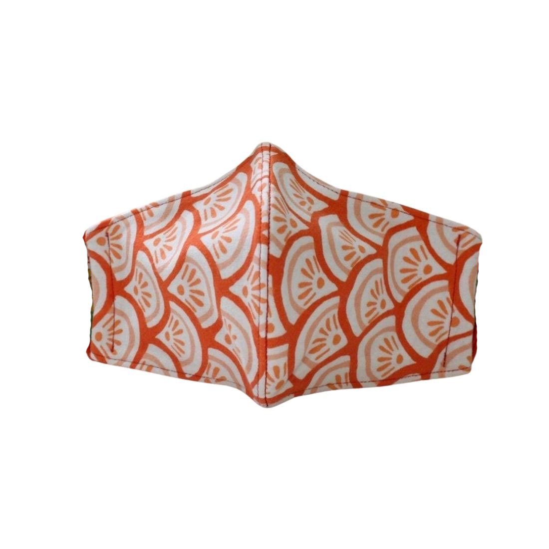 Washable Face Mask 3 layer Antimicrobial cloth Orange Flower Kakkadu