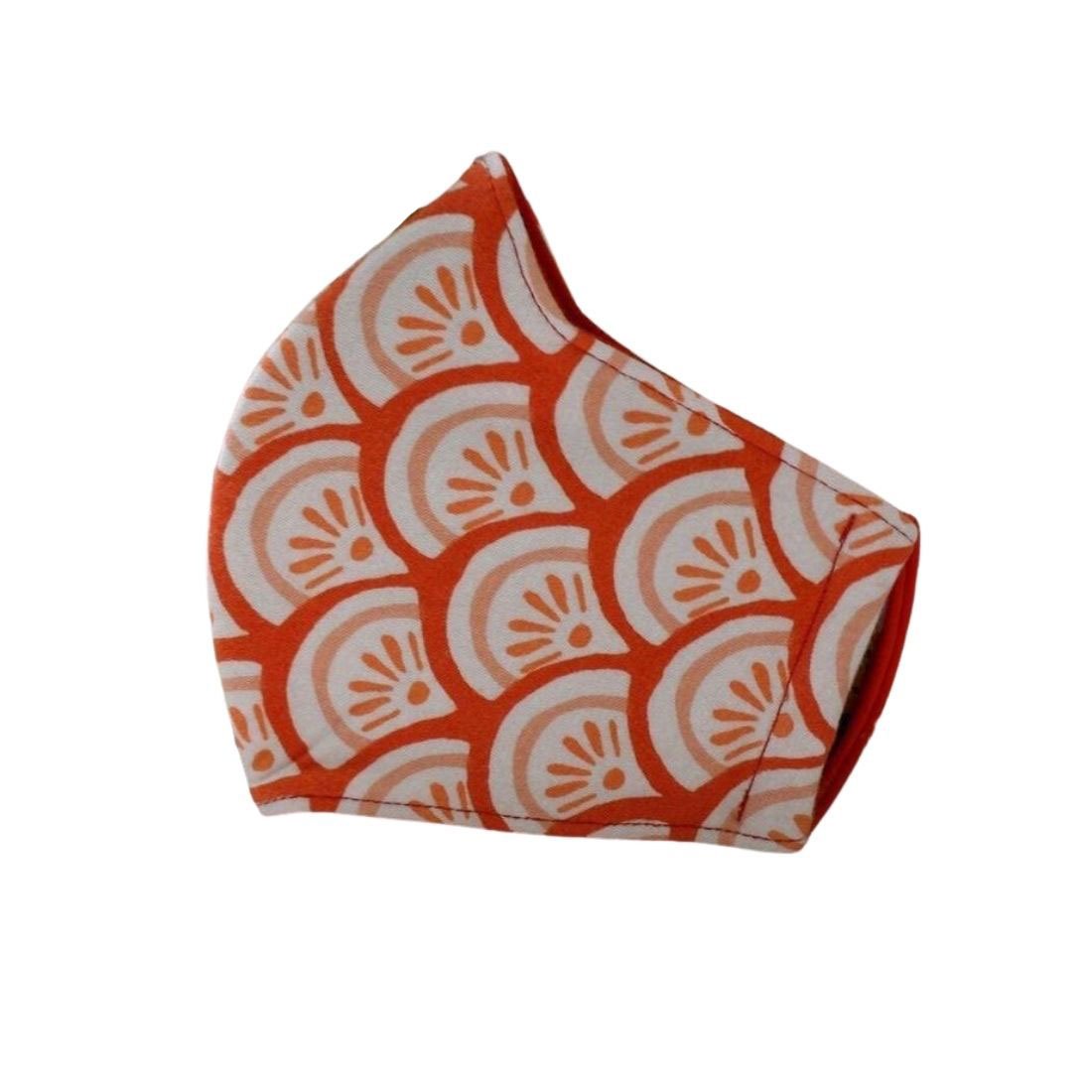 Washable Face Mask 3 layer Antimicrobial cloth Orange Flower Kakkadu