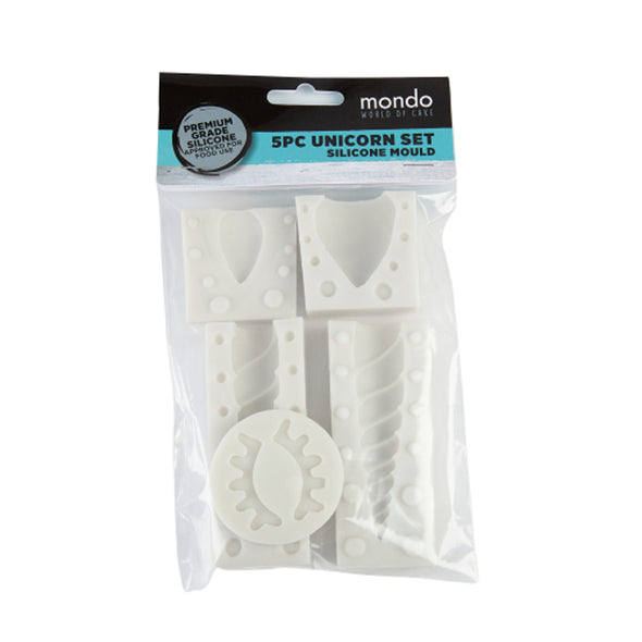 Silicone 5 Piece Unicorn Mould Set <br>White <br>Use with Modelling Paste, Fondant & Chocolate