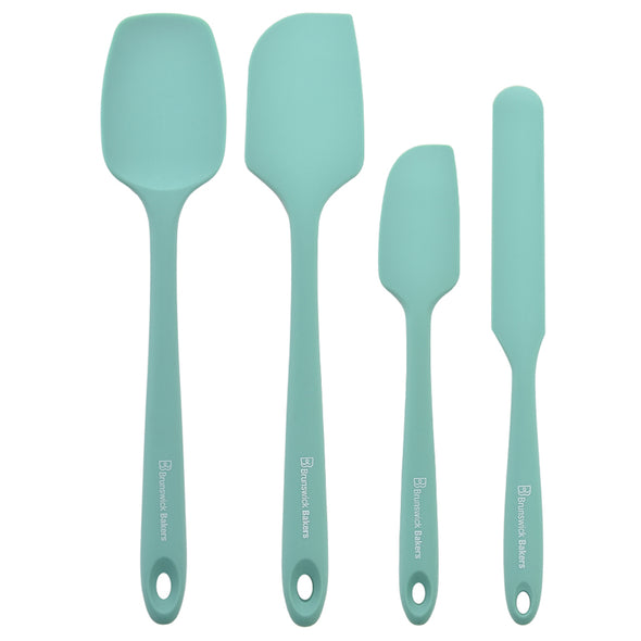 Brunswick Bakers set of 4 cyan silicone Spatula including: Spoon Spatula, Large Spatula, Mini spatula and Jar spatula