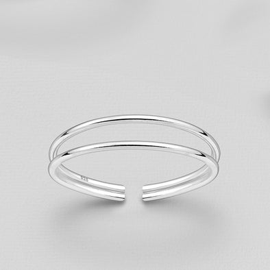 Joolz Co. Adjustable Classic Double Band Ring <br>925 Sterling Silver