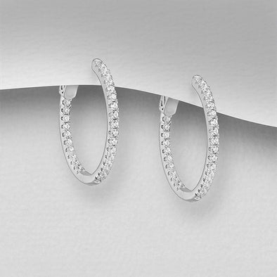 Joolz Co. Cubic Zirconia Single Hoop Earrings 925 Sterling Silver