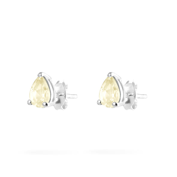 Joolz Co Pear Cubic Zirconia Stud Push Back Earrings <br>925 Sterling Silver