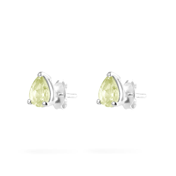 Joolz Co Pear Cubic Zirconia Stud Push Back Earrings <br>925 Sterling Silver