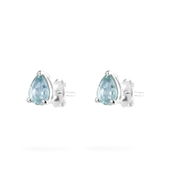 Joolz Co Pear Cubic Zirconia Stud Push Back Earrings <br>925 Sterling Silver