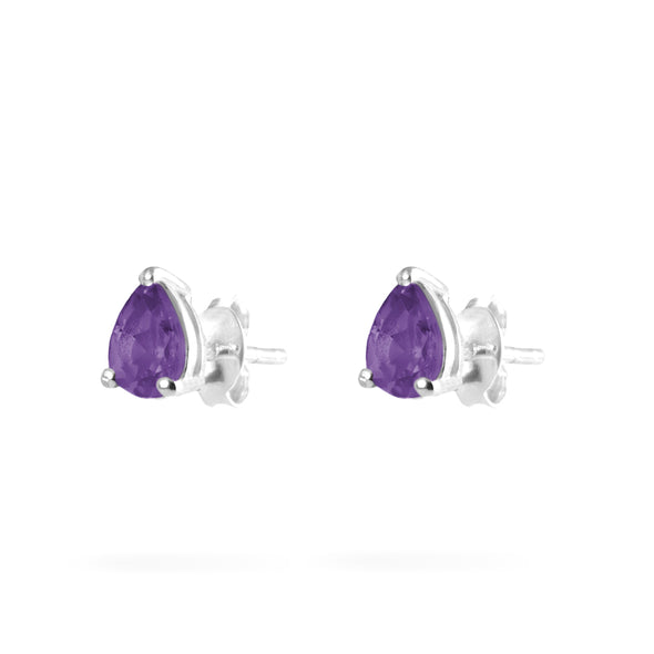 Joolz Co Pear Cubic Zirconia Stud Push Back Earrings <br>925 Sterling Silver