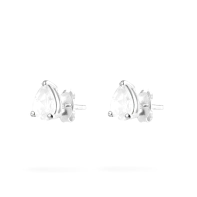 Joolz Co Pear Cubic Zirconia Stud Push Back Earrings <br>925 Sterling Silver