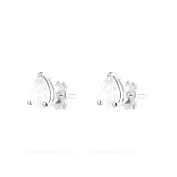 Joolz Co Pear Cubic Zirconia Stud Push Back Earrings <br>925 Sterling Silver