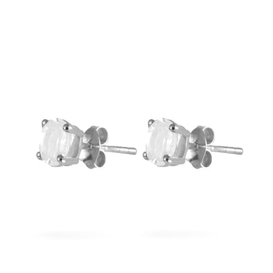 Joolz Co Oval Cubic Zirconia Stud Push Back Earrings <br>925 Sterling Silver