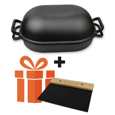 Brunswick Bakers Cast Iron Bread Baking Pan <br>with free S/S dough scraper <br>Dimensions - 39 x 26cm