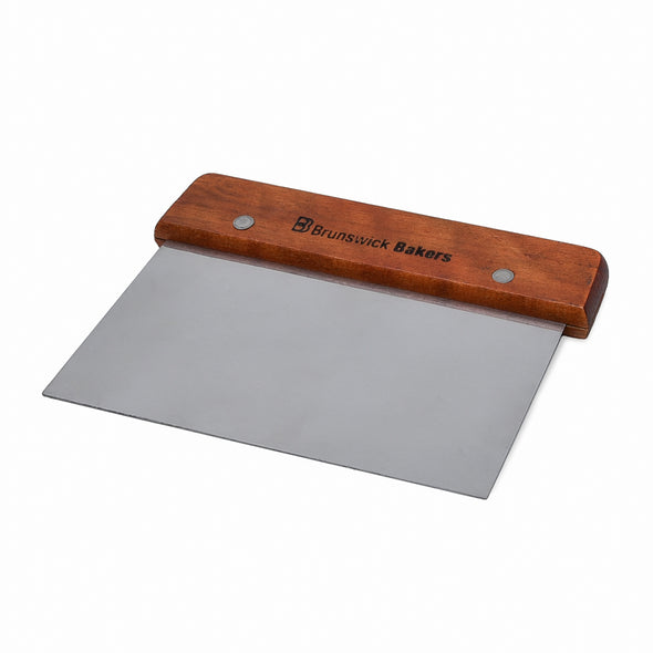 Brunswisk bakers stainless steel dough scraper with durable Wooden handle