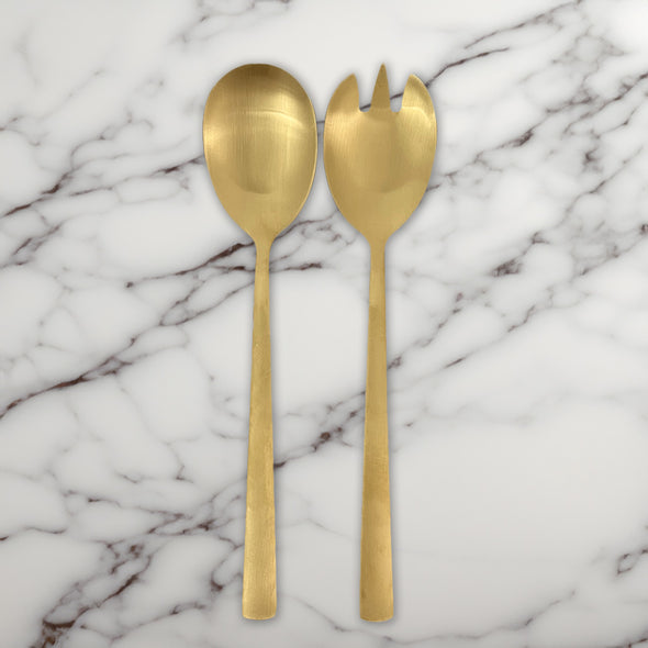 St Clare Nordic 2 Pce Salad & Fork Set <br>Gold Satin Finish <br>Quality Stainless Steel