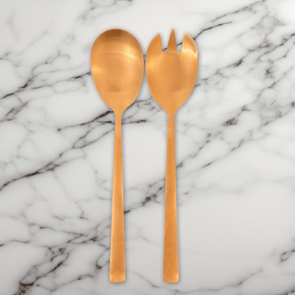 St Clare Nordic 2 Pce Salad & Fork Set <br>Rose Gold Satin Finish <br>Quality Stainless Steel