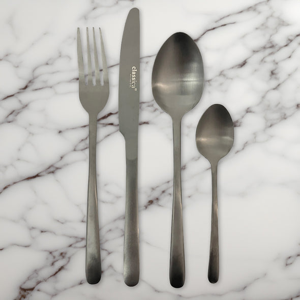 St Clare Nordic 16 Pce Cutlery Set <br>Black Satin Matte Finish <br>Quality Stainless Steel