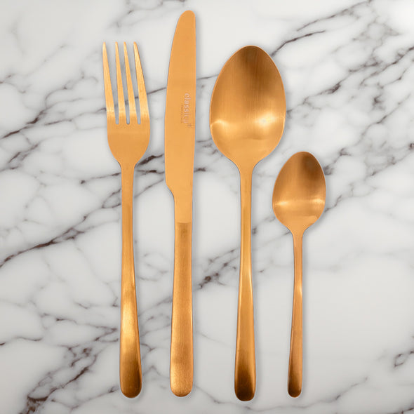 St Clare Nordic 16 Pce Cutlery Set <br>Rose Gold Satin Matte Finish <br>Quality Stainless Steel