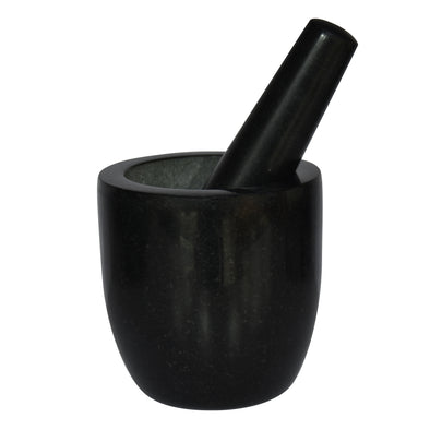 Mortar & Pestle <br>Solid Granite Black <br>Dimensions - 12 x 12cm