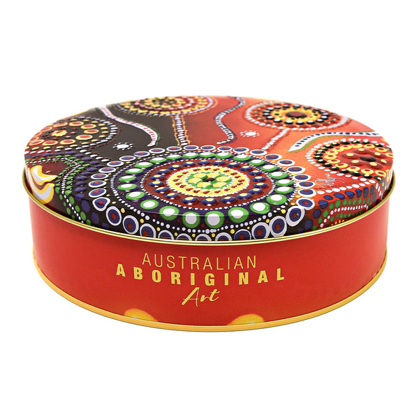 Banksia Red Aboriginal Art Unity Collectable round Tin