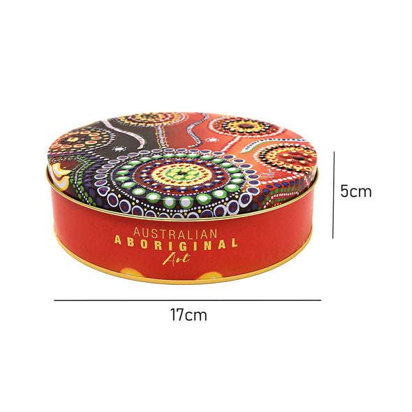 Banksia Red Aboriginal Art Unity Collectable Tin <br>Contains Australian Jersey Caramel Fudge <br>Design By Artist Polly Wilson