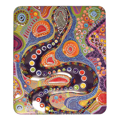 Banksia Red Aboriginal Art Garriya Rainbow Serpent Collectable Tin