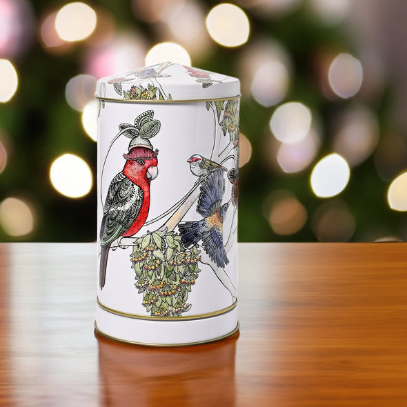 Banksia Red Christmas Musical Wind Up Tin <br>Contains Milk Chocolate Coated Almonds <br>Plays Music As It Spins