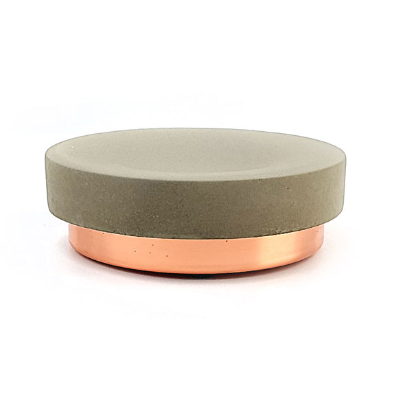 Natural Concrete Soap Dish with rose Gold trim