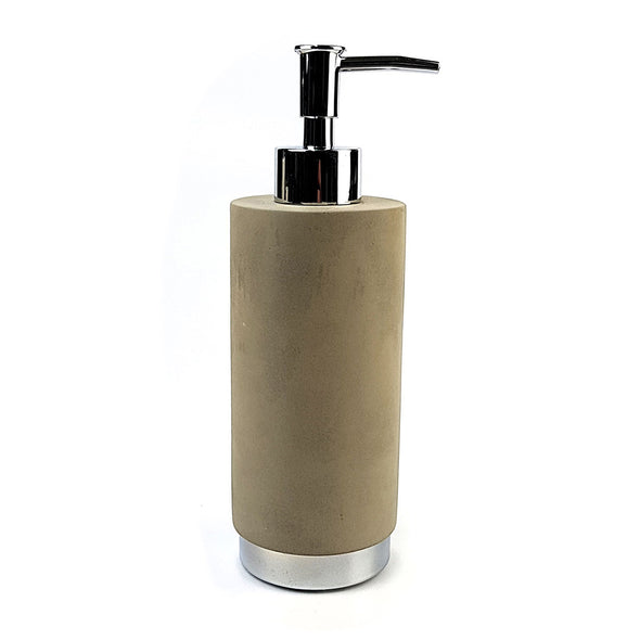 Natural Concrete Soap Dispenser with silver trim