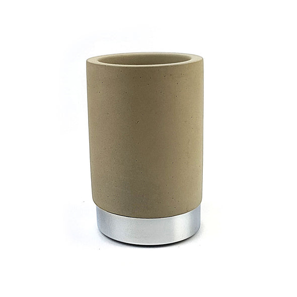 Natural Concrete Toothbrush Holder with silver trim