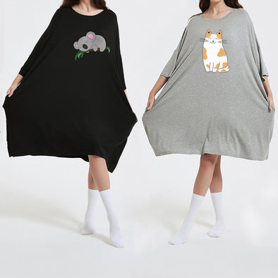 OZ PJ's Oversized Sleep Tee 2 PACK <br>Black Koala & Grey Cat <br>One Size Fits Most