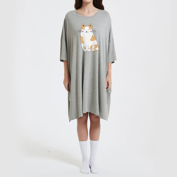 OZ PJ's Oversized Sleep Tee 2 PACK <br>Baby Pink Lama & Grey Cat <br>One Size Fits Most