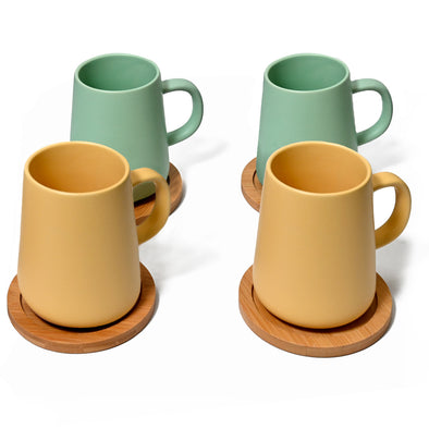 Coffee Culture Coffee and Tea Cup with Coasters<br>Matte Colour<br>Set of 4 | 320ml
