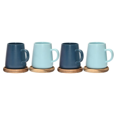 Coffee Culture Coffee and Tea Cup with Coasters<br>Bold Matte Colour<br>Set of 4 | 320ml