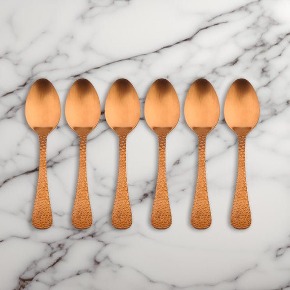 Coffee Culture Tea Spoon <br>Set of 6 <br>Copper Satin Design