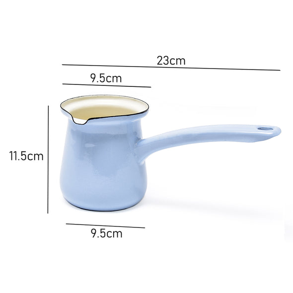 Measurements of Coffee Culture sky blue Enamel Turkish Coffee Pot 750ml