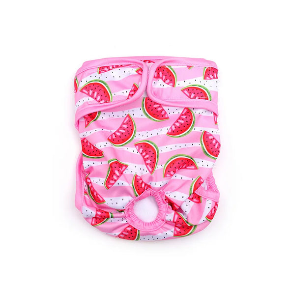 Furzone Extra Large Pink Reusable Washable Female Dog Diaper with watermelon pattern for 60 to 70cm waistline