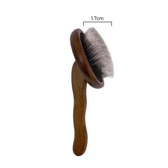 Furzone Dog/Cat Round Slicker Brush <br>Stainless Steel & Beechwood <br>18 x 9cm Small Pins 17mm