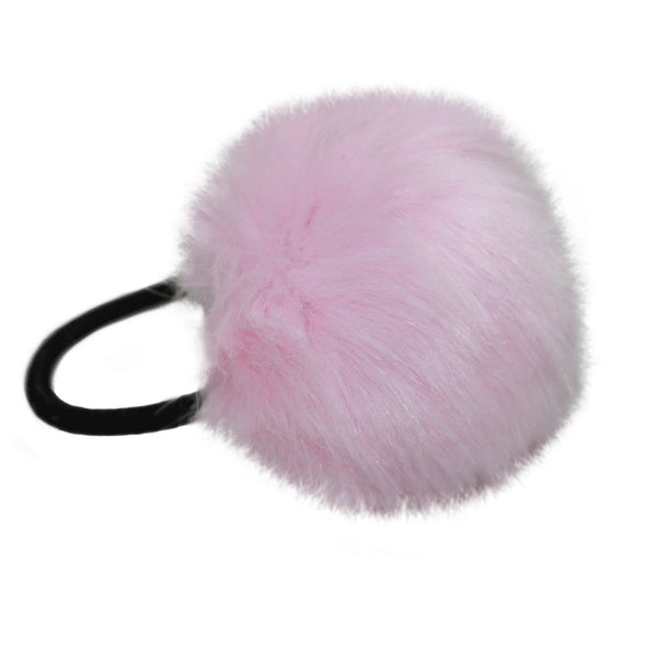 Faux Fur Pom Pom Hair Elastic <br>Baby Pink <br>5cm diameter