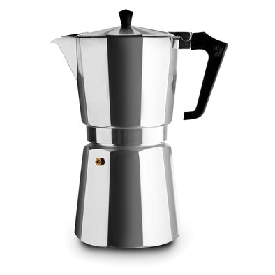 Pezzetti Silver Stove Top coffee maker 14 cup made in Italy from high quality aluminium