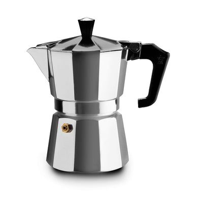 Pezzetti Silver Stove Top coffee maker 1 cup made in Italy from high quality aluminium