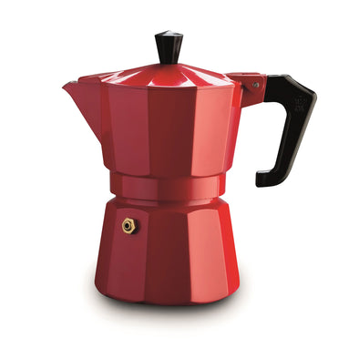 Pezzetti Red Stove Top coffee maker 3 cup made in Italy from high quality aluminium