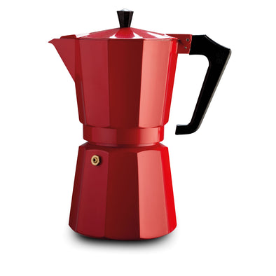 Pezzetti Red Stove Top coffee maker 9 cup made in Italy from high quality aluminium