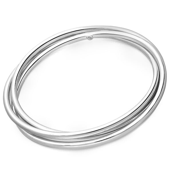 Joolz Co. Silver Interlocking 3 Band Bangle <br>925 Sterling Silver