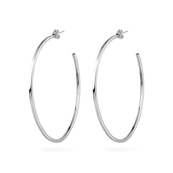 Joolz Co. Classic Open Hoop Earrings with Push Back Closure <br>925 Sterling Silver