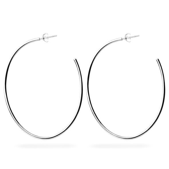 Joolz Co. Classic Open Hoop Earrings with Push Back Closure <br>925 Sterling Silver