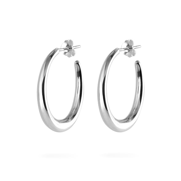 Joolz Co. Classic Thick Open Hoop Earrings with Push Back Closure <br>925 Sterling Silver