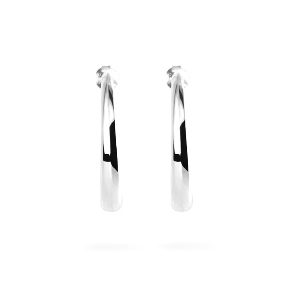 Joolz Co. Classic Thick Open Hoop Earrings with Push Back Closure <br>925 Sterling Silver