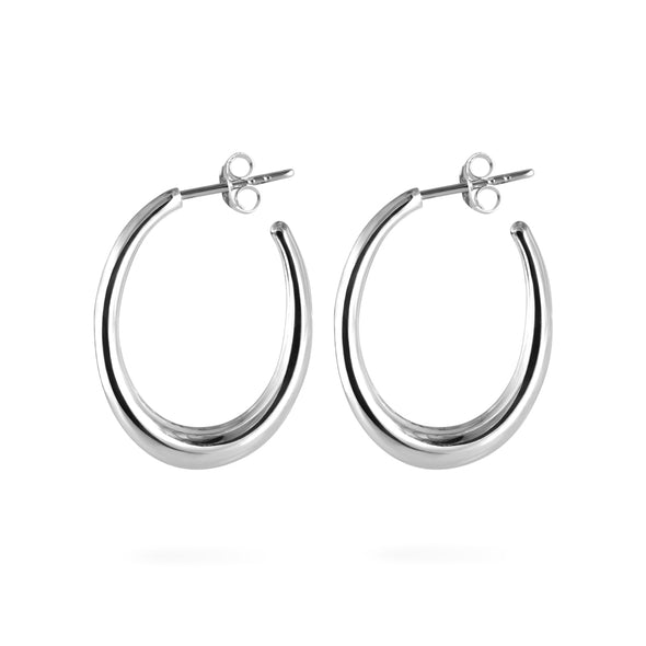 Joolz Co. Classic Thick Open Hoop Earrings with Push Back Closure <br>925 Sterling Silver